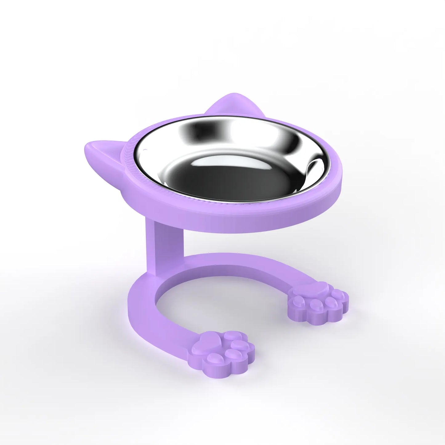 Elevated Tilted Cat Bowl, 316 Stainless Steel Raised Feeder with Anti-Slip Paw Stand, Catbowl, Whisker Friendly Neck Protection Pet Food Dish, Easy Clean Portable Kitten Feeding Bowl for Senior Cats & Small Puppies