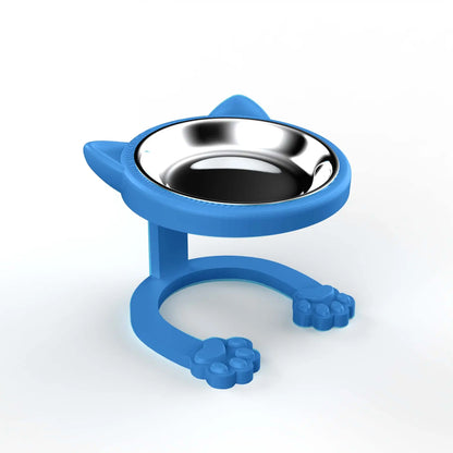 Elevated Tilted Cat Bowl, 316 Stainless Steel Raised Feeder with Anti-Slip Paw Stand, Catbowl, Whisker Friendly Neck Protection Pet Food Dish, Easy Clean Portable Kitten Feeding Bowl for Senior Cats & Small Puppies