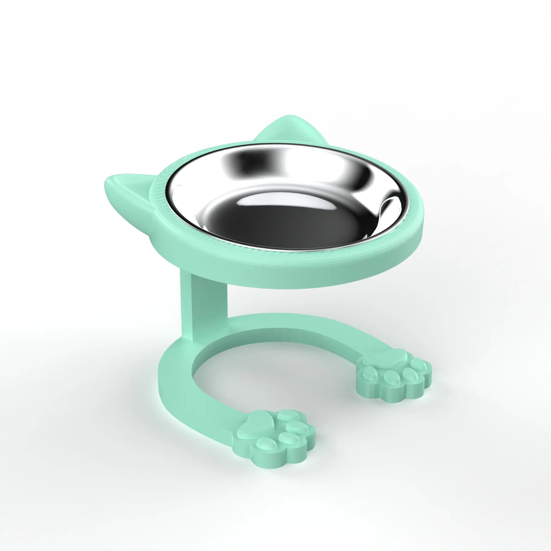Elevated Tilted Cat Bowl, 316 Stainless Steel Raised Feeder with Anti-Slip Paw Stand, Catbowl, Whisker Friendly Neck Protection Pet Food Dish, Easy Clean Portable Kitten Feeding Bowl for Senior Cats & Small Puppies