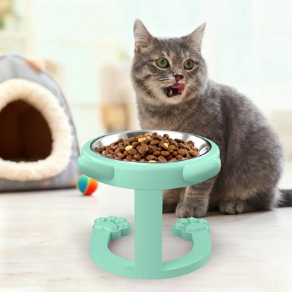 Elevated Tilted Cat Bowl, 316 Stainless Steel Raised Feeder with Anti-Slip Paw Stand, Catbowl, Whisker Friendly Neck Protection Pet Food Dish, Easy Clean Portable Kitten Feeding Bowl for Senior Cats & Small Puppies